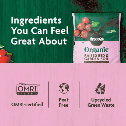 Organic Raised Bed and Garden Soil 1.5 Cu. Ft. with Quick Release Natural Fertilizer, Peat Free, OMRI Listed