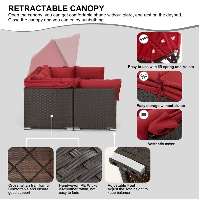 6 - Person Modular Patio Conversation Sets with Cushions