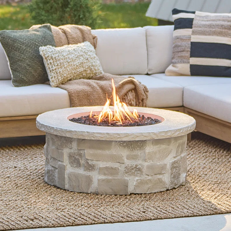 Scottsdale 40" round Stone Propane Fire Pit Table by