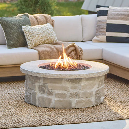 Scottsdale 40" round Stone Propane Fire Pit Table by