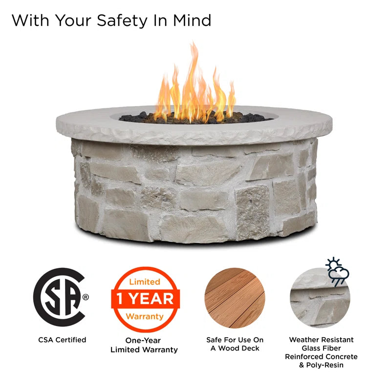 Scottsdale 40" round Stone Propane Fire Pit Table by