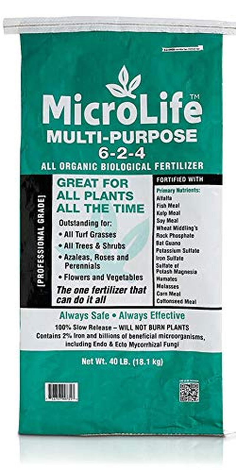 Microlife Multi-Purpose (6-2-4) Professional Grade Granular Organic Fertilizer for All Plants All the Time, 40 LBS