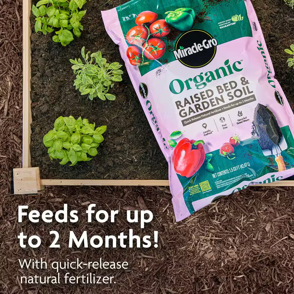 Organic Raised Bed and Garden Soil 1.5 Cu. Ft. with Quick Release Natural Fertilizer, Peat Free, OMRI Listed
