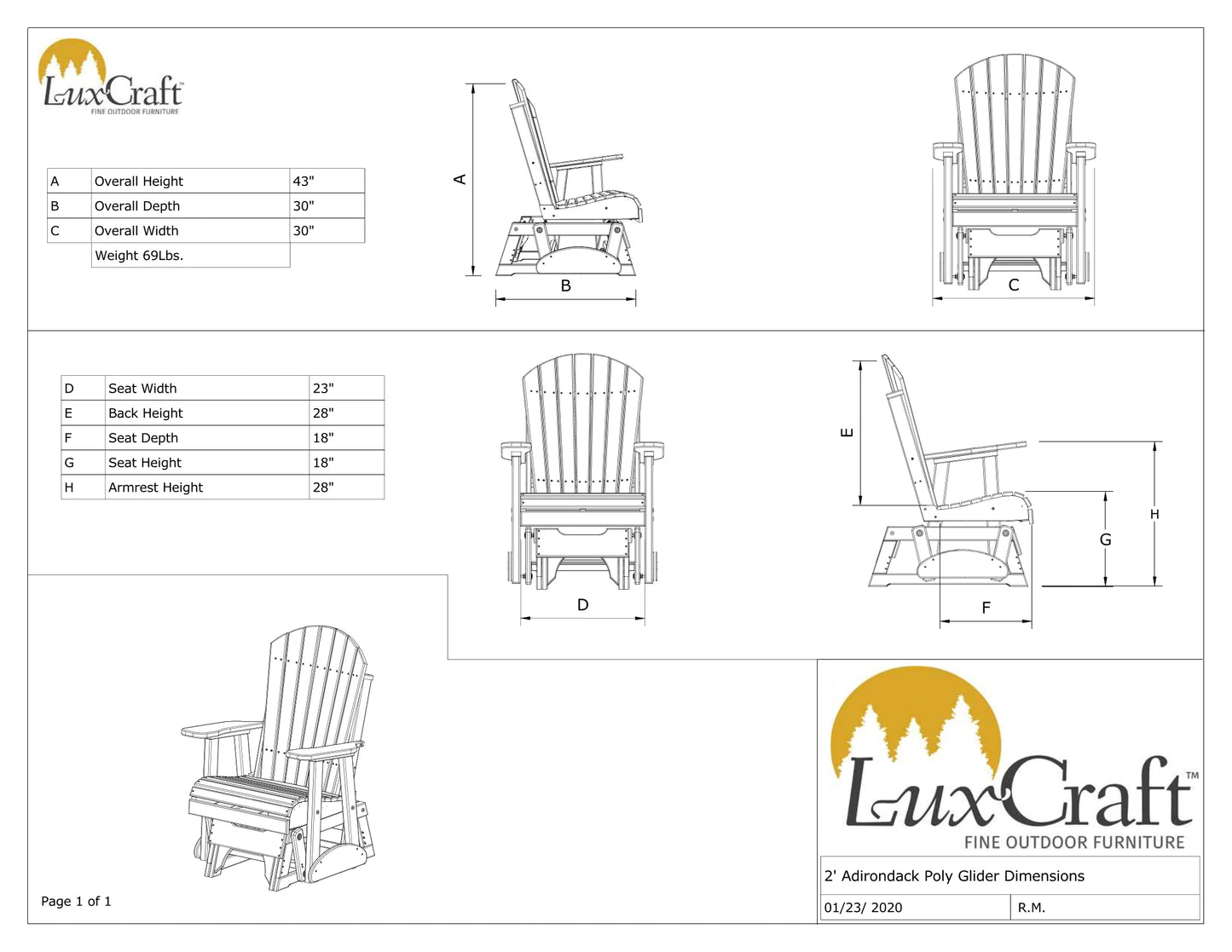 2' Adirondack Glider Chair