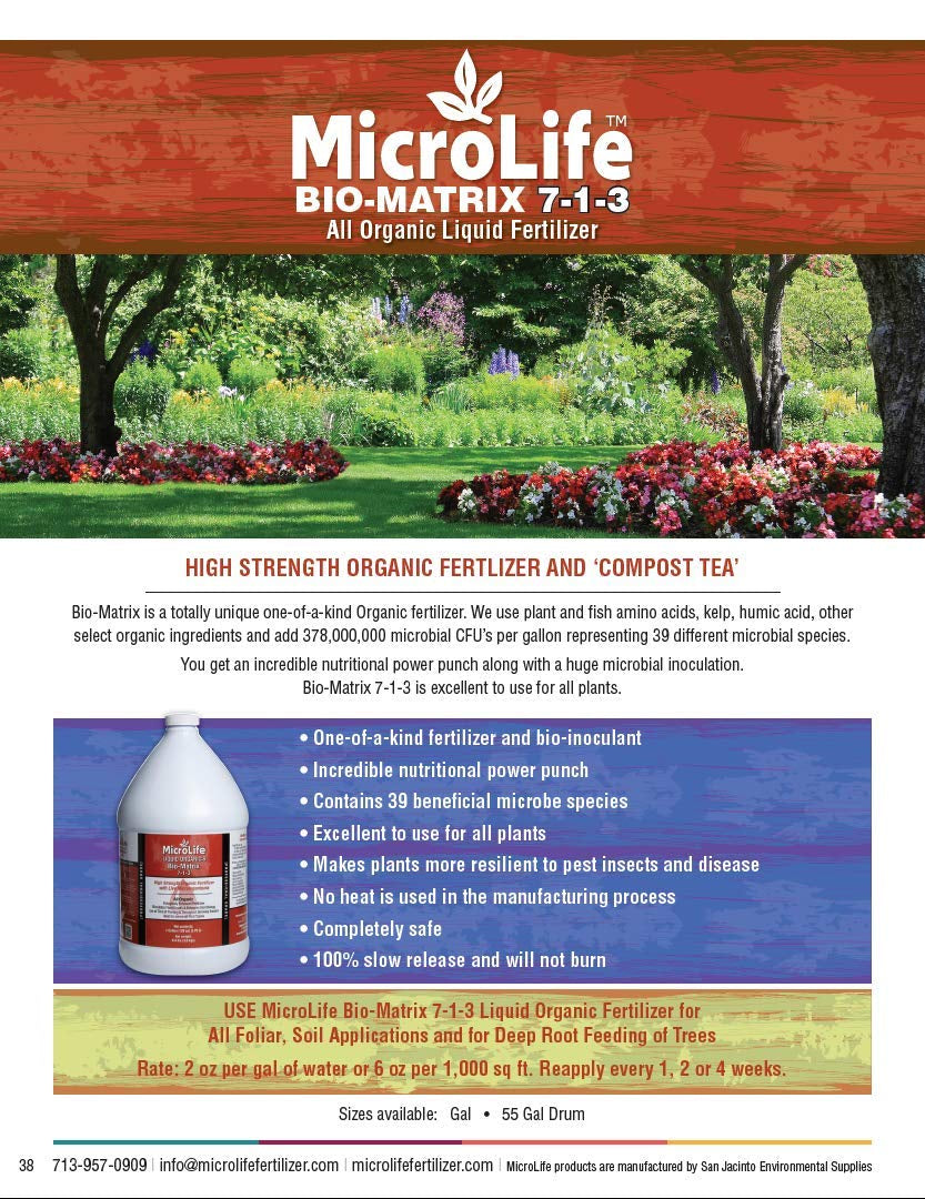 Microlife Bio-Matrix (7-1-3) Professional Grade Liquid Organic Biological Fertilizer, 1 Gallon