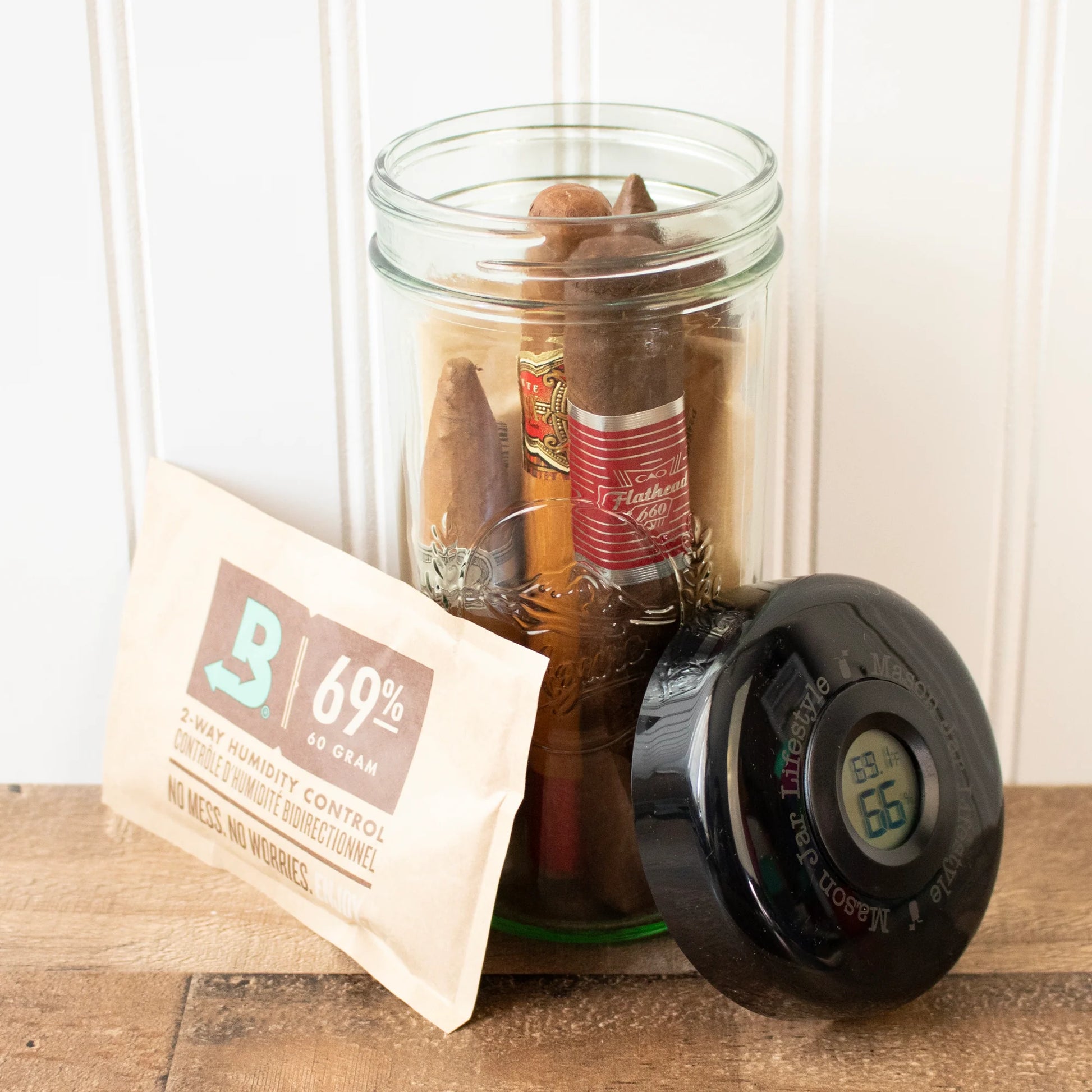 Mason Jar Lifestyle Humidor 24Oz Pint & Half Jar Set