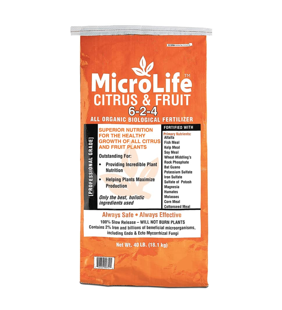 Microlife Citrus & Fruit (6-2-4) Professional Grade Granular Organic Biological Fertilizer, 40 LBS