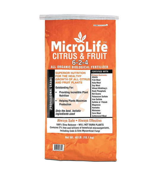 Microlife Citrus & Fruit (6-2-4) Professional Grade Granular Organic Biological Fertilizer, 40 LBS