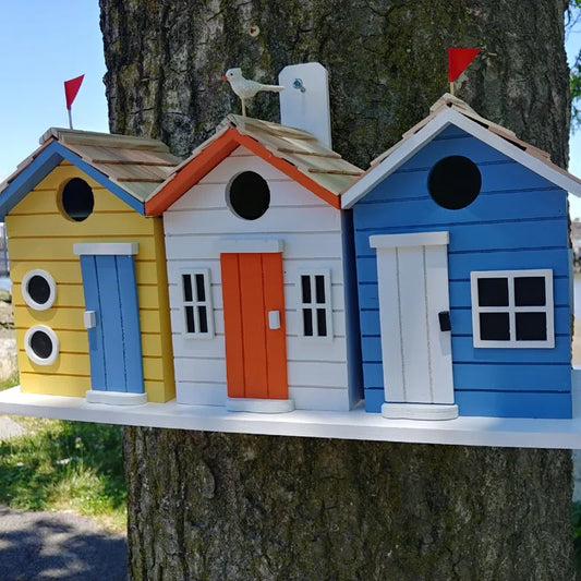 Birds of a Feather Series Brighton Beach Huts 8.25 X 17 X 5.75 Birdhouse
