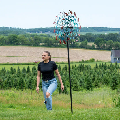 Vincenza 84" Red, Yellow, Blue, Green, and Yellow Solid Iron Wind Spinner