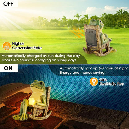 Miniature Frog Garden Statue Gifts Home Halloween Decorations Fairy Garden Accessories Outdoor Lights Solar Garden Frog Decor Art Housewarming Gift for Patio,Yard,Lawn Ornament,3.89"X2.36"X3.93