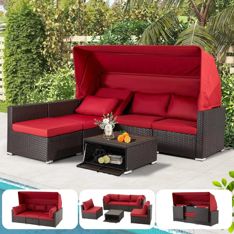 6 - Person Modular Patio Conversation Sets with Cushions