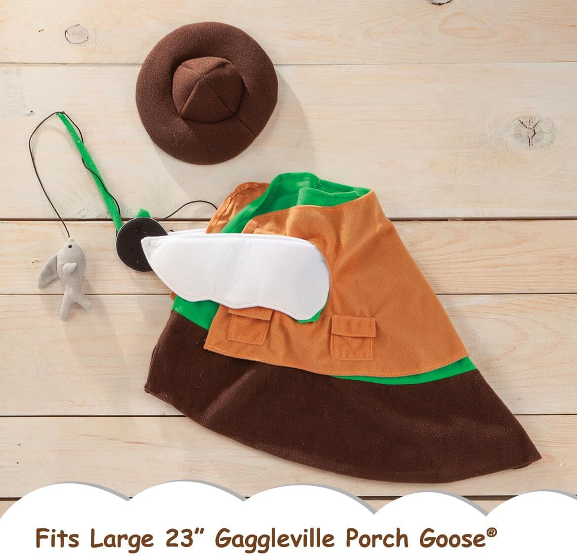 Gaggleville Fishing Goose Outfit, Fits Large 23" H Statue
