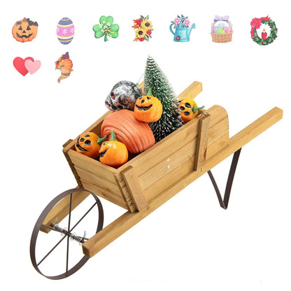 Brynesha Wood Wheelbarrow Planter