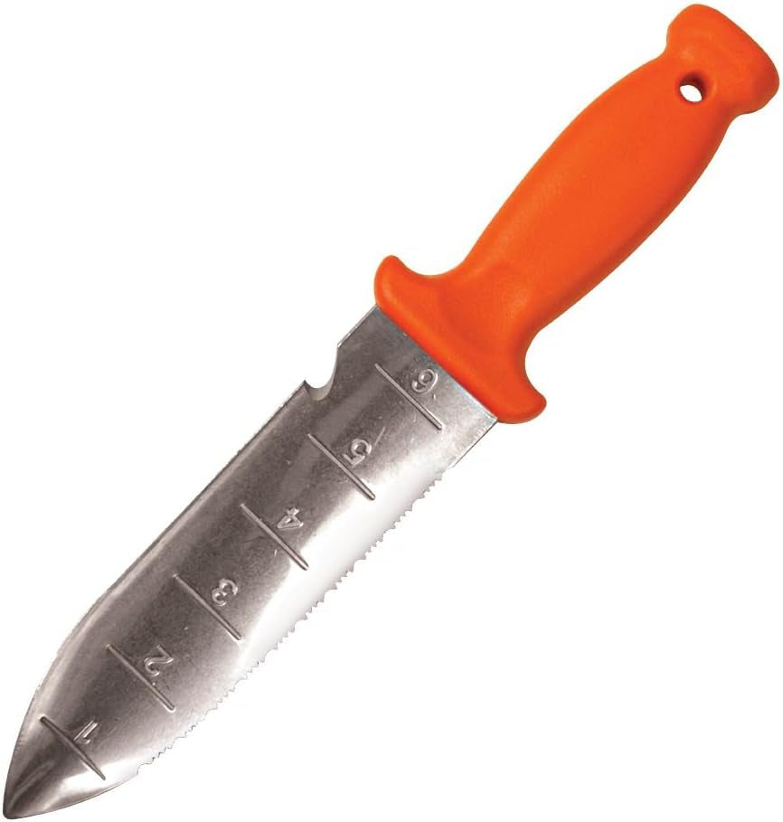 Deluxe Soil Knife, Orange – Hori Hori W/ 6-Inch Stainless Steel Blade