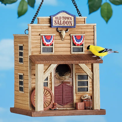 Hand-Painted Old Town Saloon Hanging Birdhouse