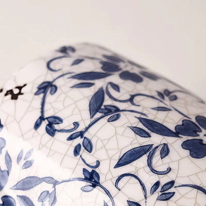 Cleto Handmade Ceramic Blue and White Porcelain Ceramic Table Vase / Ginger Jar