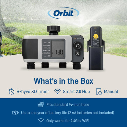 Orbit B-Hyve XD 4-Port Smart Hose Watering Timer with Wi-Fi Hub - App Controlled Irrigation Timer - Smart Weathersense Auto Watering - Multi Valve Yard Irrigation System - 24639