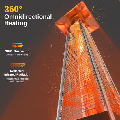 EAST OAK Pyramid Patio Heater, 48,000 BTU Outdoor Patio Heater, Quartz Glass Tube Propane Heater for Commercial & Residential, Triple Protection System, with Wheels, 2024 Upgrade, Bronze