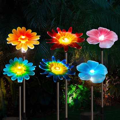 6 Pack Solar Garden Stake Lights Outdoor, Yard Figurine Stake Light, Flower Hummingbird Dragonfly Butterfly for Patio Yard Pathway Decoration (Garden)