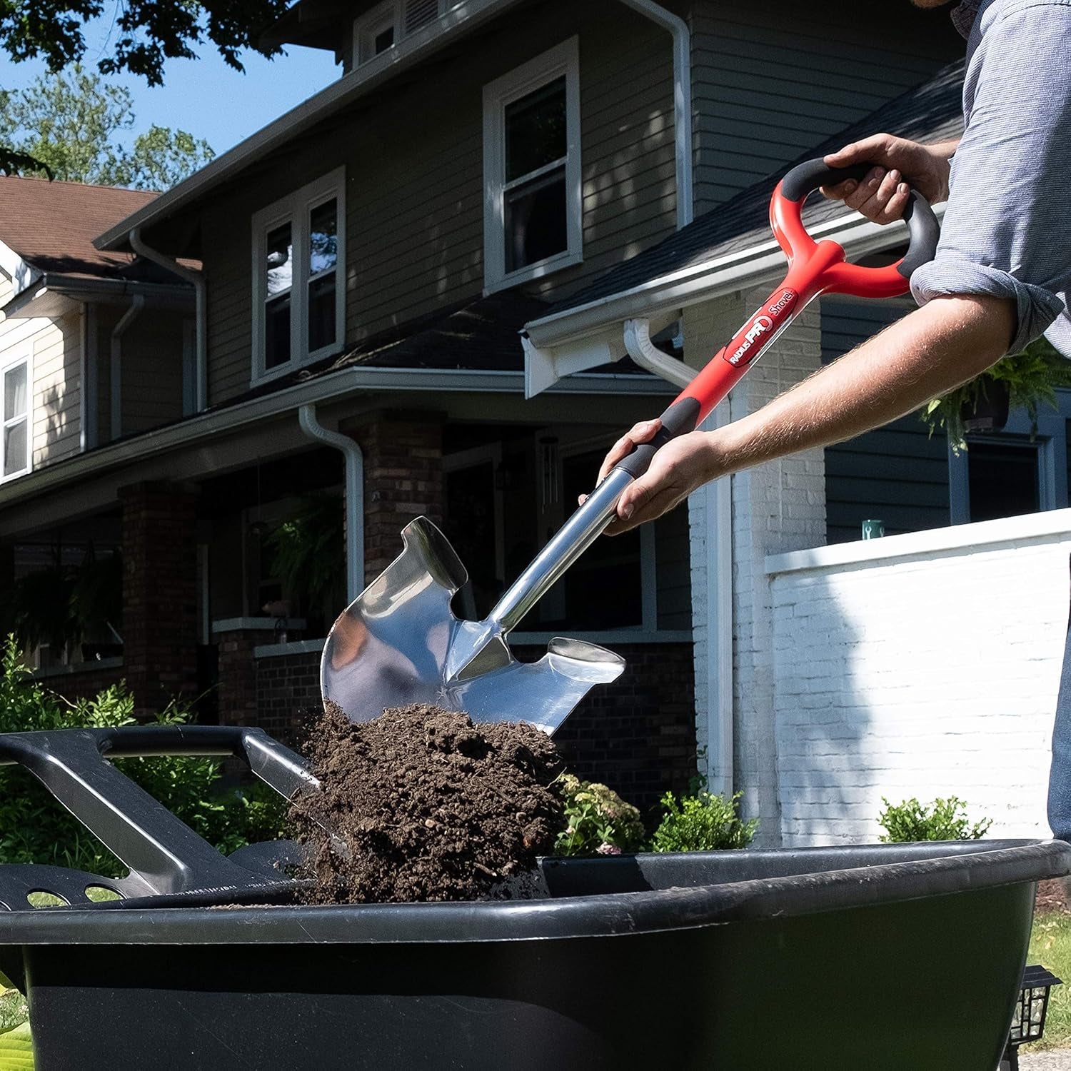 20211 PRO Garden Stainless Steel Shovel, Red