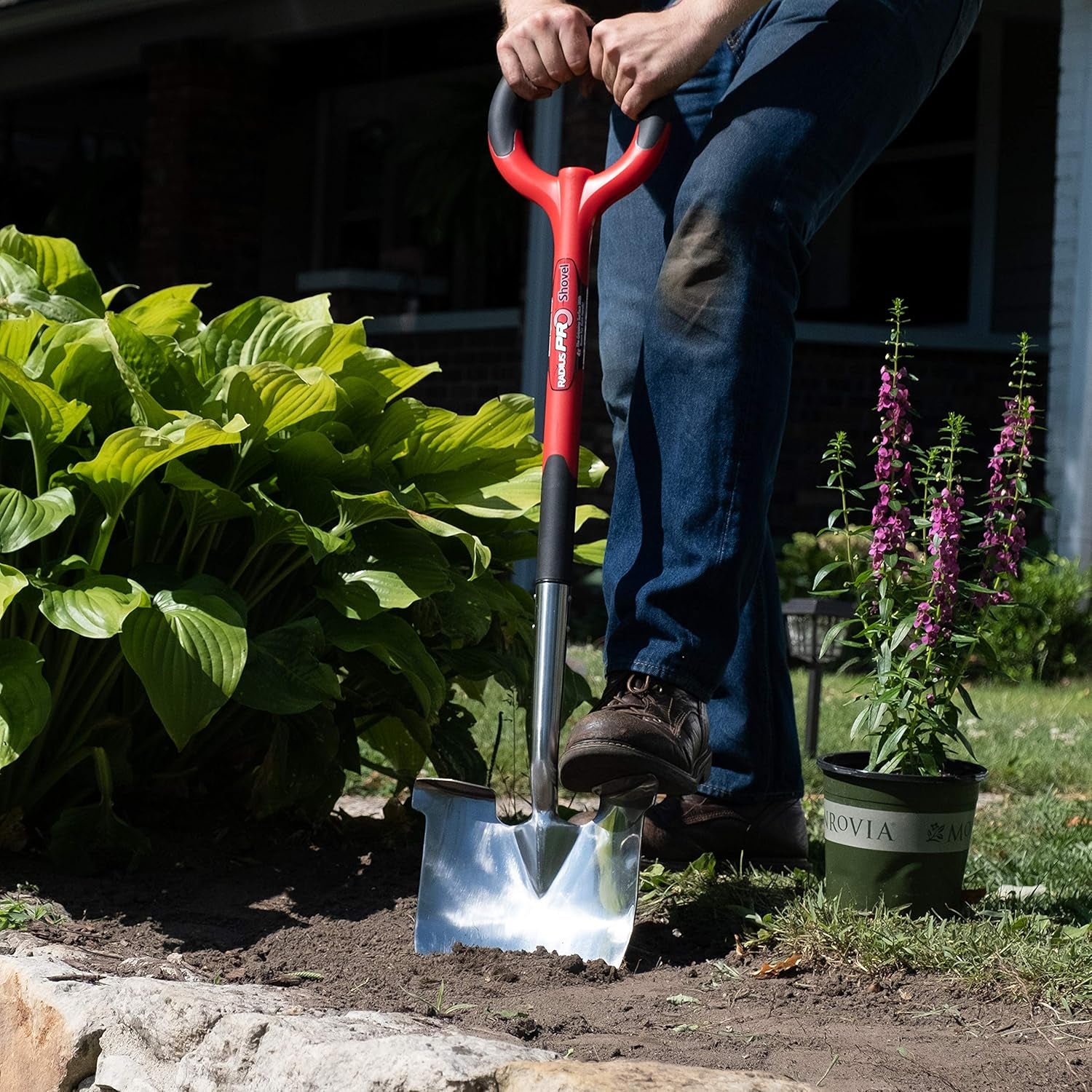 20211 PRO Garden Stainless Steel Shovel, Red