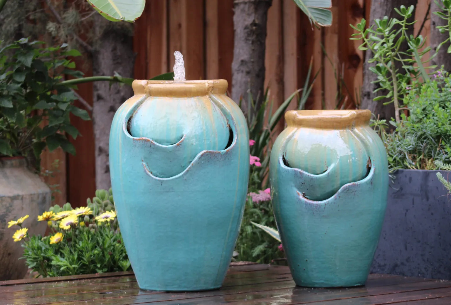 Tea Garden Fountain (Gold Turquoise) by