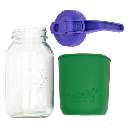 Mason Jar Lifestyle 32Oz Quart Glass Pitcher Set with Silicone Sleeve