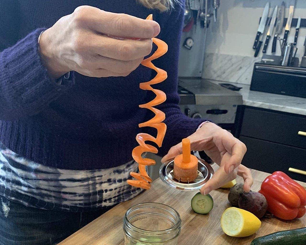 Jarware Stainless Steel 3-In-1 Spiralizer for Wide Mouth Mason Jars