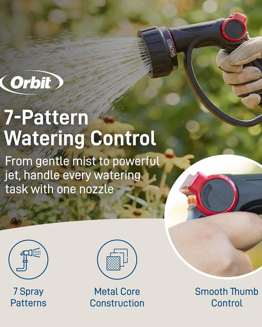 Orbit 58993 7-Pattern Watering Nozzle with Thumb Control, Black
