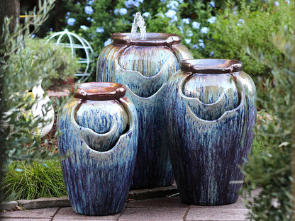 Tea Garden Fountain (Red Copper on Violet) by