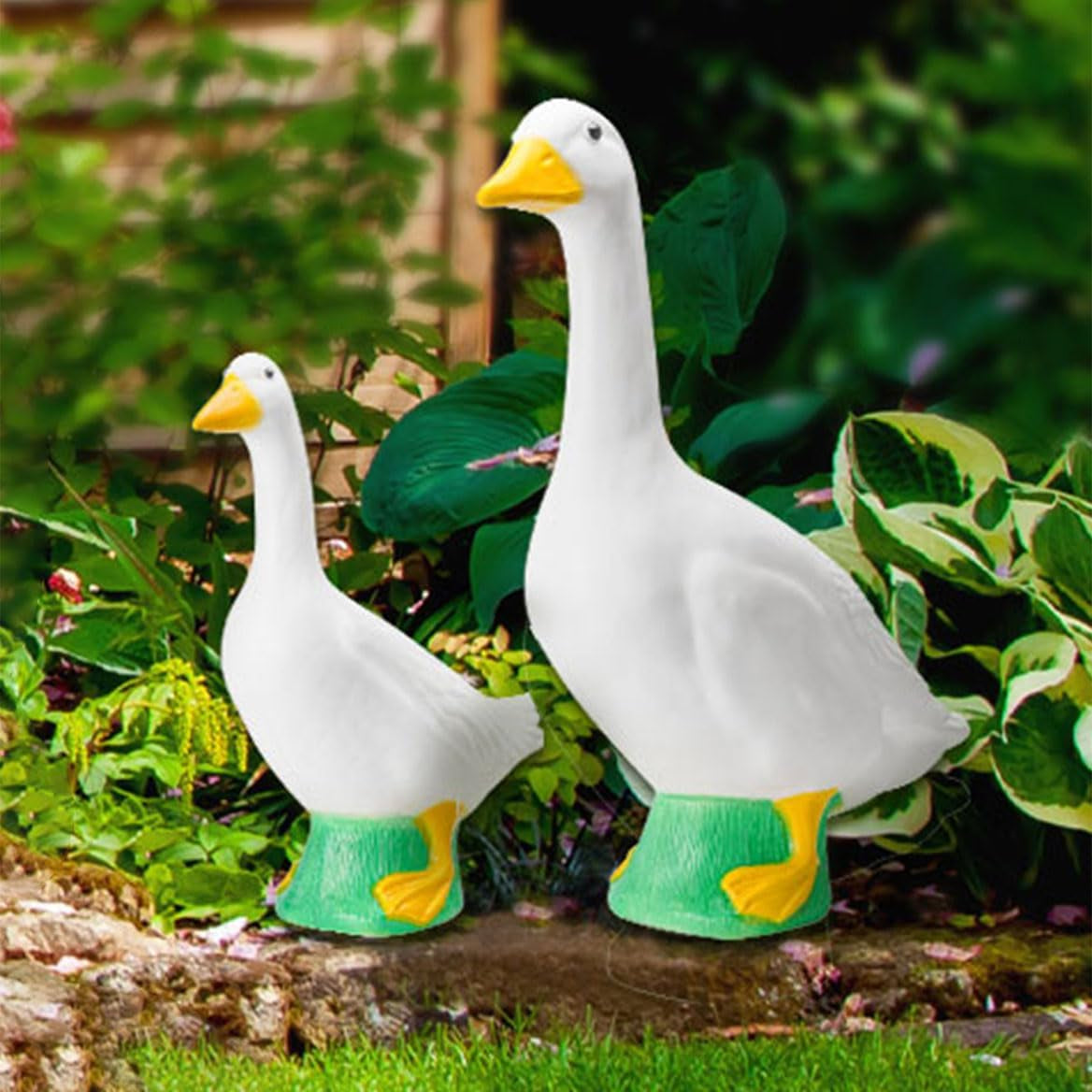 Gaggleville Porch Goose Bundle Goose and Baby Statue – Charming Outdoor Decorative Figurine for Garden, Patio, or Entryway Accent