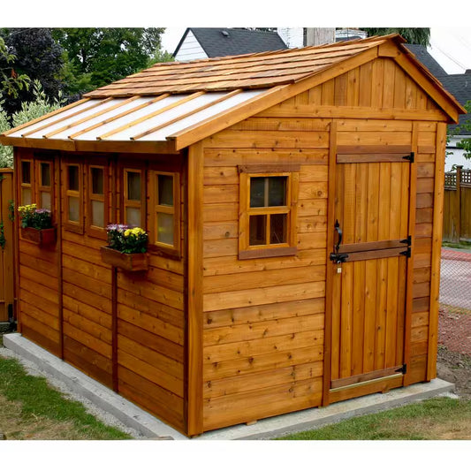 Sunshed 8 Ft. X 12 Ft. Western Red Cedar Garden Shed