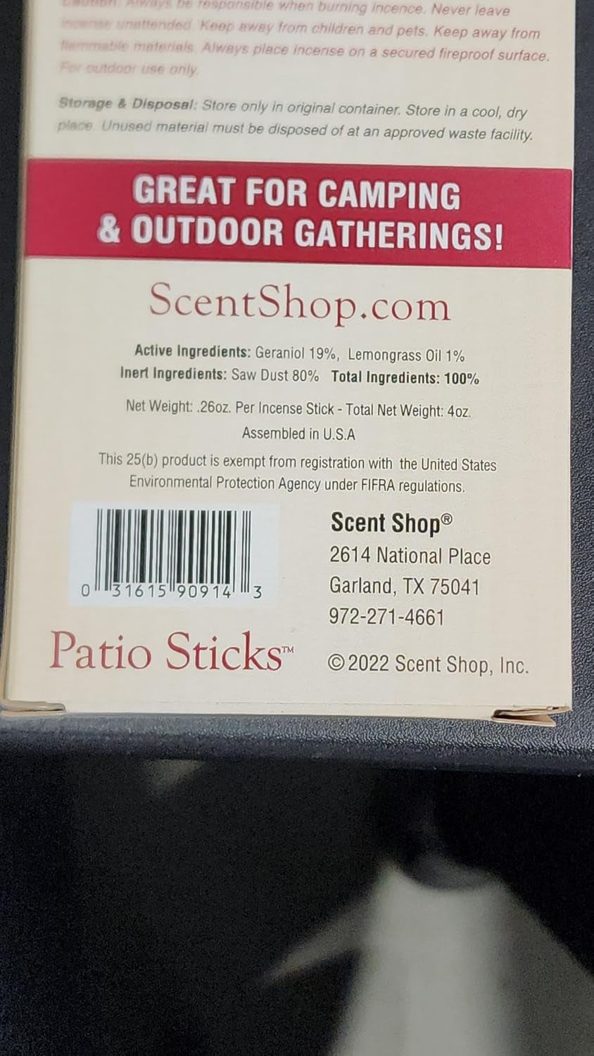 Skeeter Screen All Natural Incense Stick - Travel Size (10 Sticks) | Deet Free, Effective, Long Lasting - Essential Oils - Long Lasting Travel Size - 10 Sticks