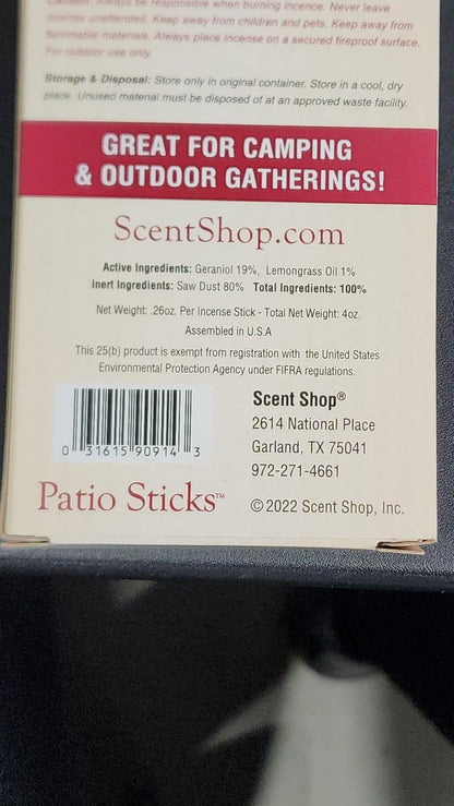 Skeeter Screen All Natural Incense Stick - Travel Size (10 Sticks) | Deet Free, Effective, Long Lasting - Essential Oils - Long Lasting Travel Size - 10 Sticks