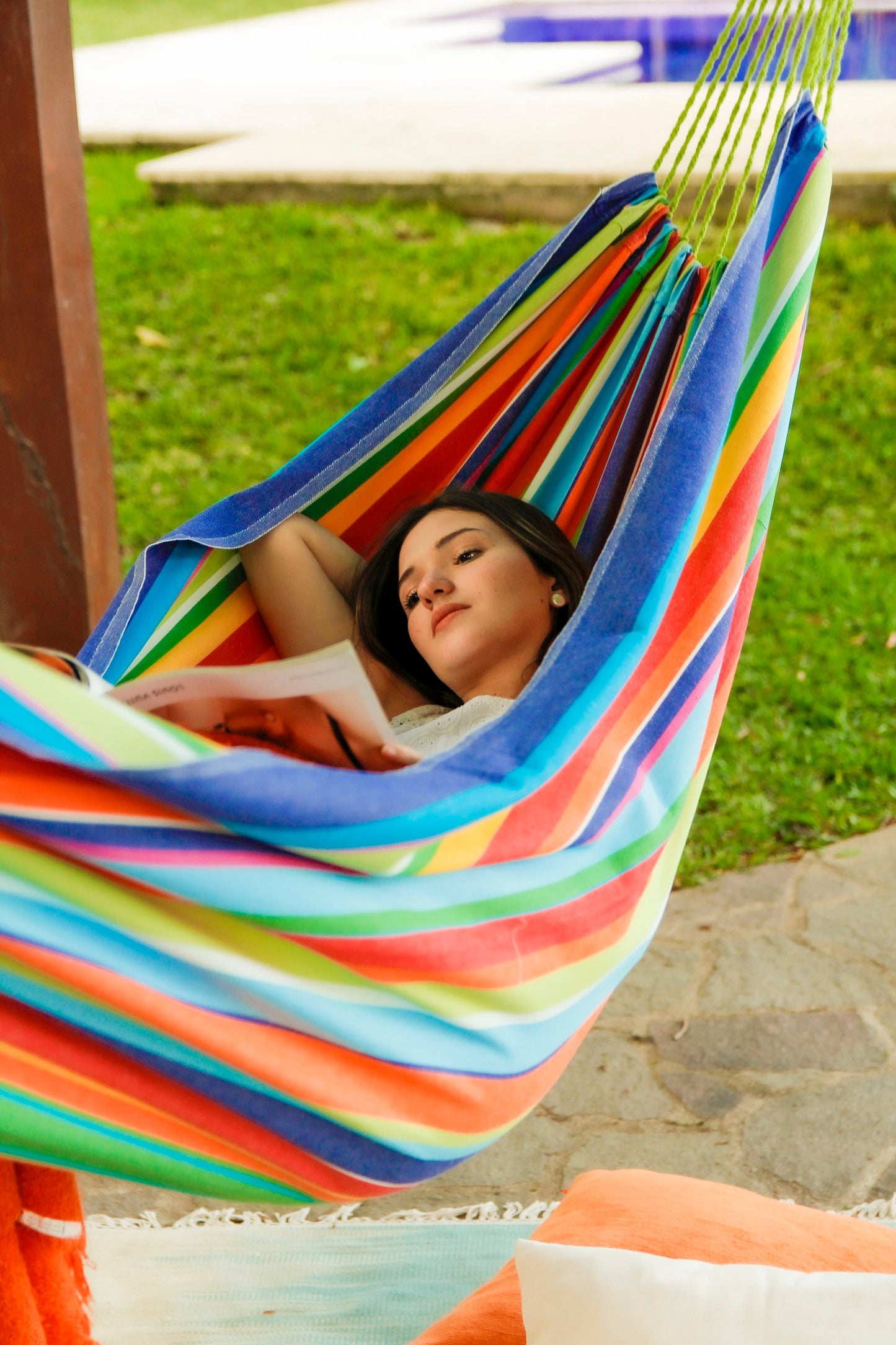 Hammock, Patio Porch Hammock, Rainbow Hammock, Colorful Garden Hammock, Cotton Canvas Hammock, Outdoor Hammock, Adult Large Fabric Hammock