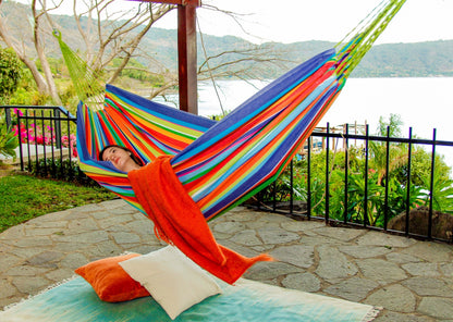 Hammock, Patio Porch Hammock, Rainbow Hammock, Colorful Garden Hammock, Cotton Canvas Hammock, Outdoor Hammock, Adult Large Fabric Hammock