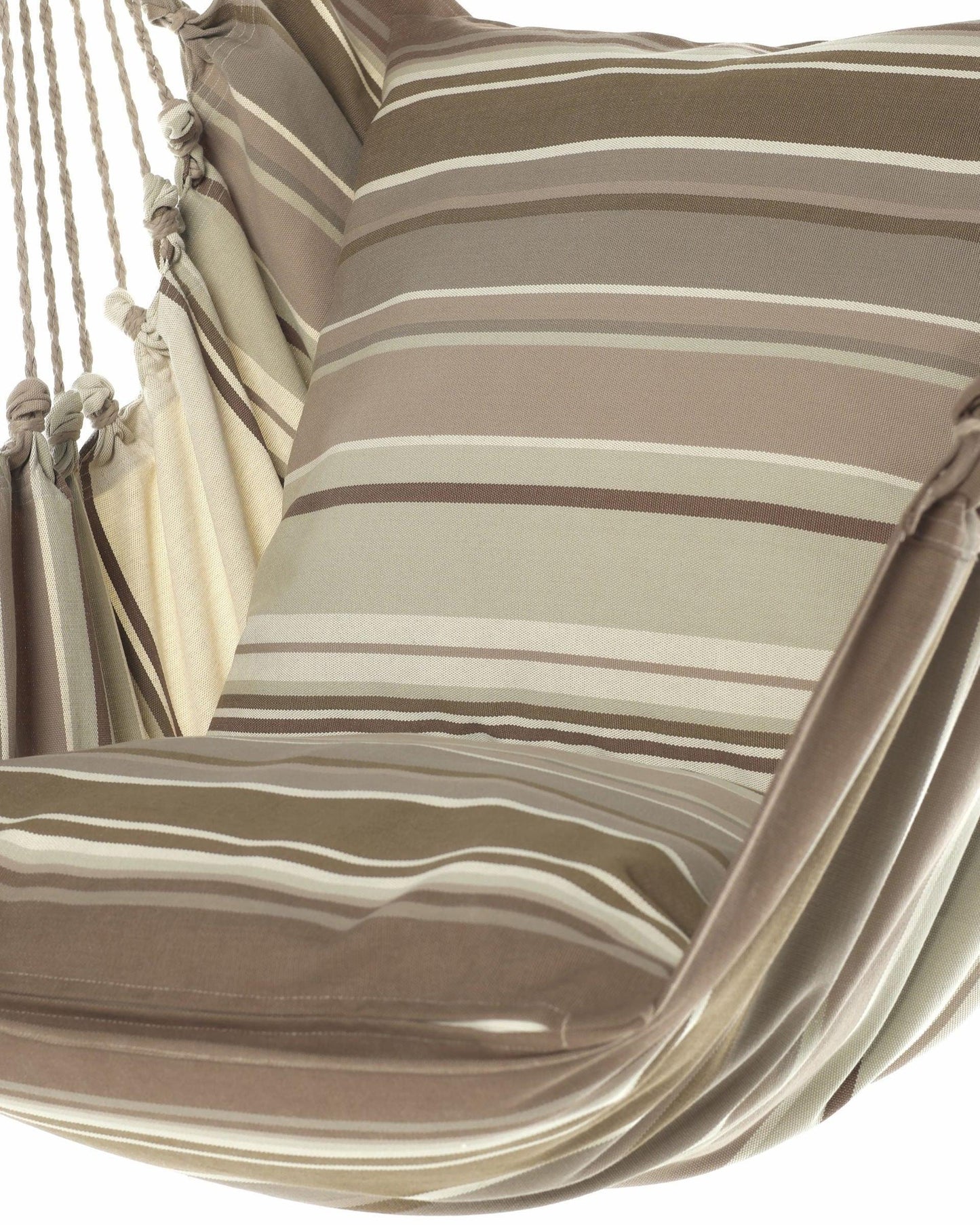 Handmade Cotton Hammock Chair Swing, Mocha Brown Stripes, 300 Lbs Capacity