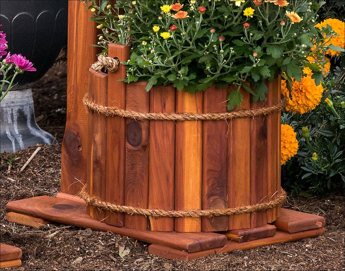 Eastern Red Cedar Pump Planter - Rustic Vintage Style Garden Planter - Small or Large - Made in USA