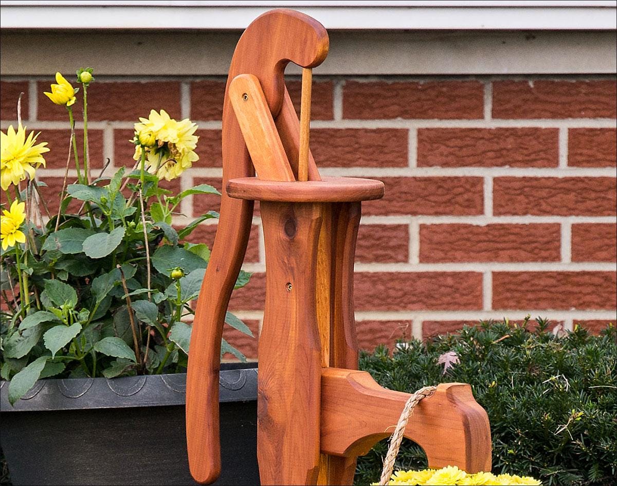 Eastern Red Cedar Pump Planter - Rustic Vintage Style Garden Planter - Small or Large - Made in USA