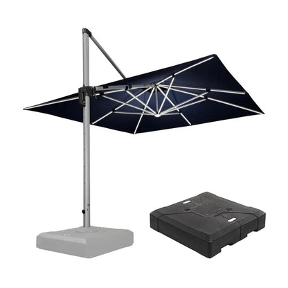 Square Cantilever Umbrella with Base, Outdoor Umbrellas with Lights