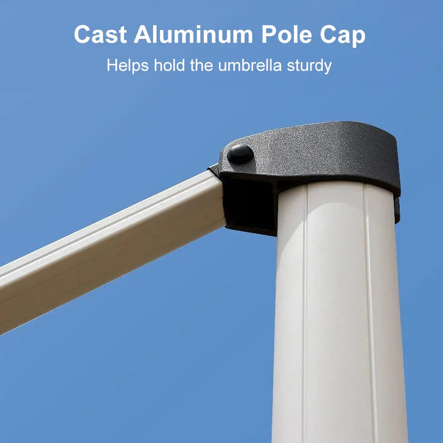 Square Cantilever Umbrella with Base, Outdoor Umbrellas with Lights