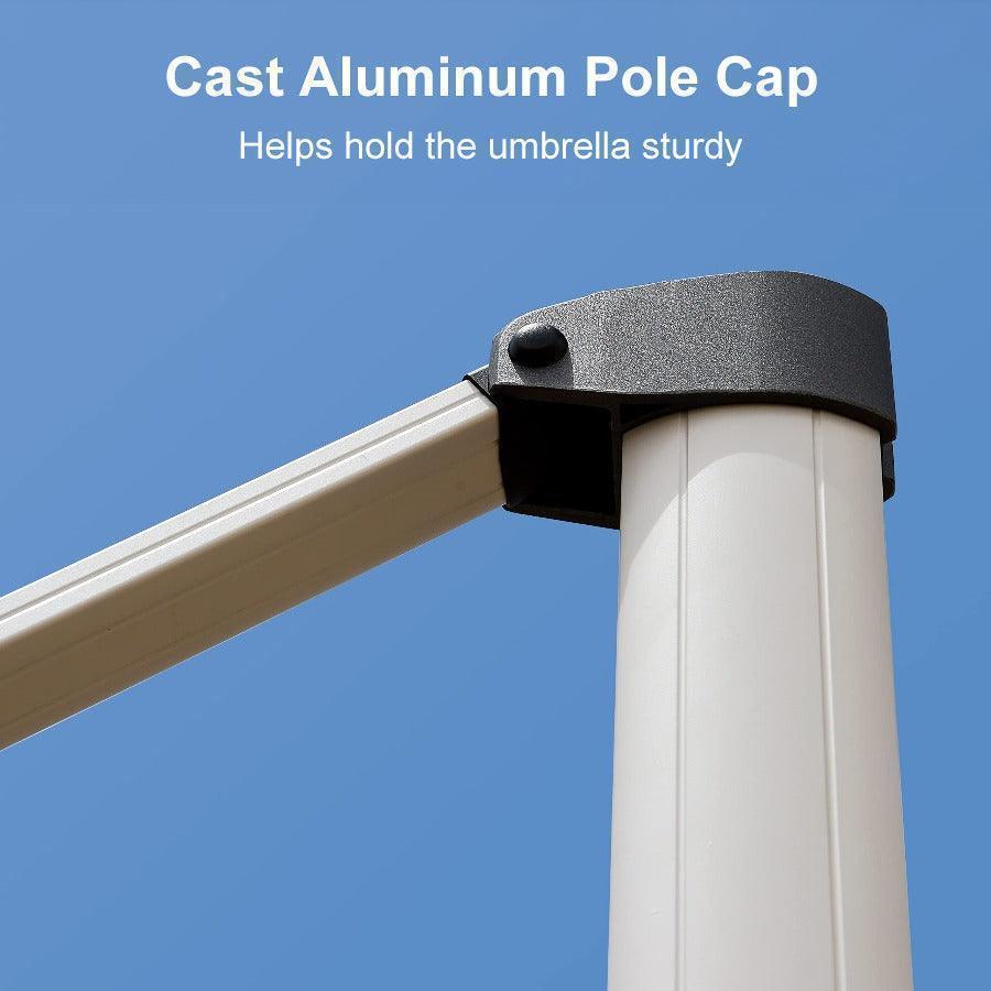 Round Cantilever Umbrella with Base, Outdoor Umbrellas with Lights