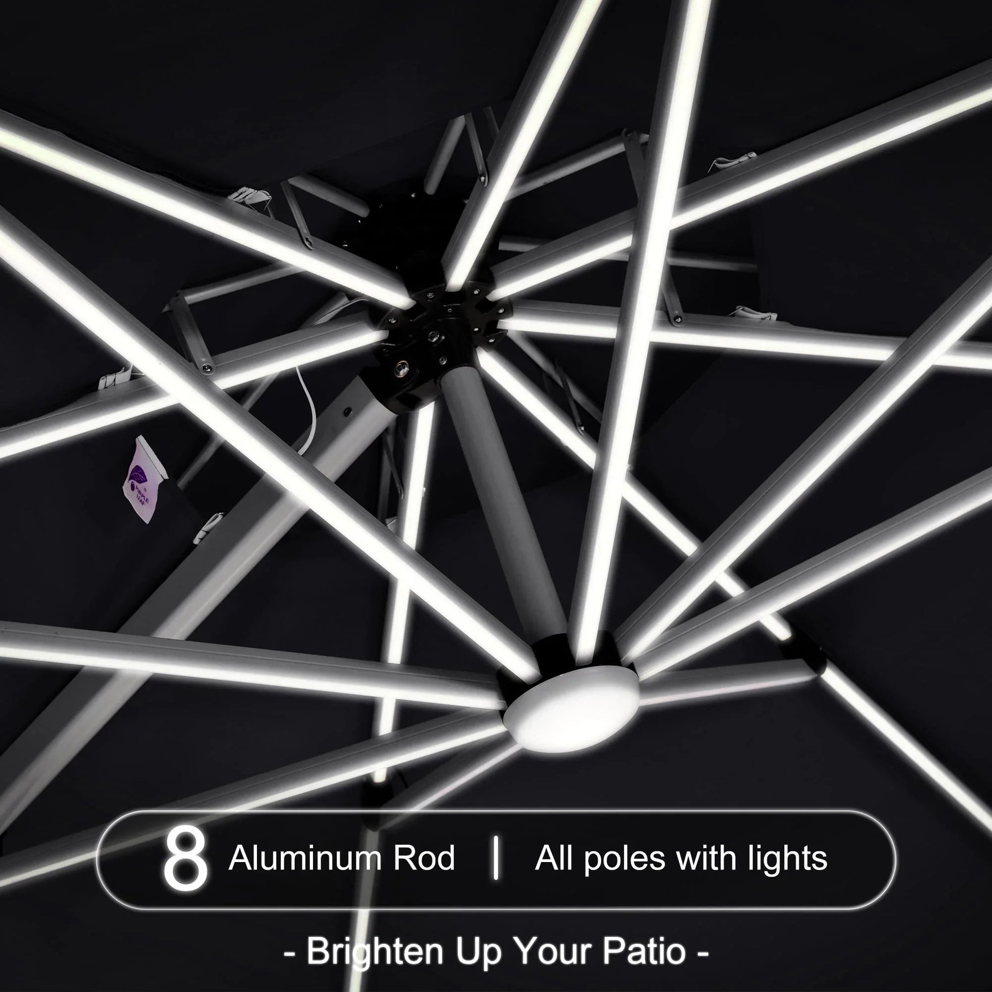 Round Cantilever Umbrella with Base, Outdoor Umbrellas with Lights