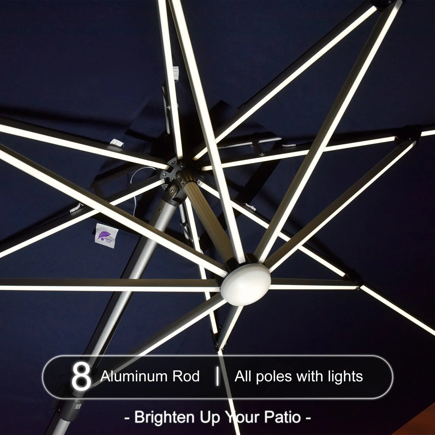 Square Cantilever Umbrella with Base, Outdoor Umbrellas with Lights