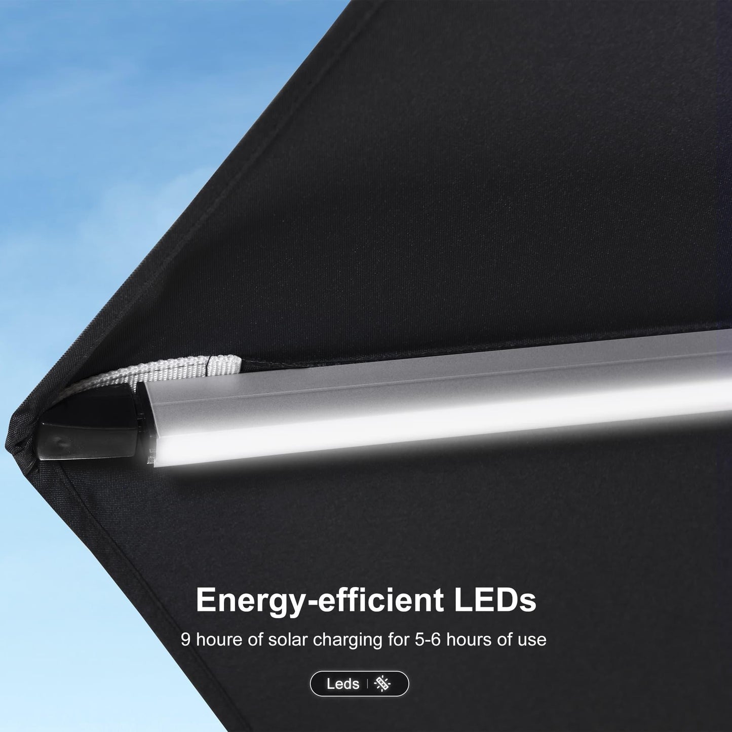 Square Cantilever Umbrella with Base, Outdoor Umbrellas with Lights