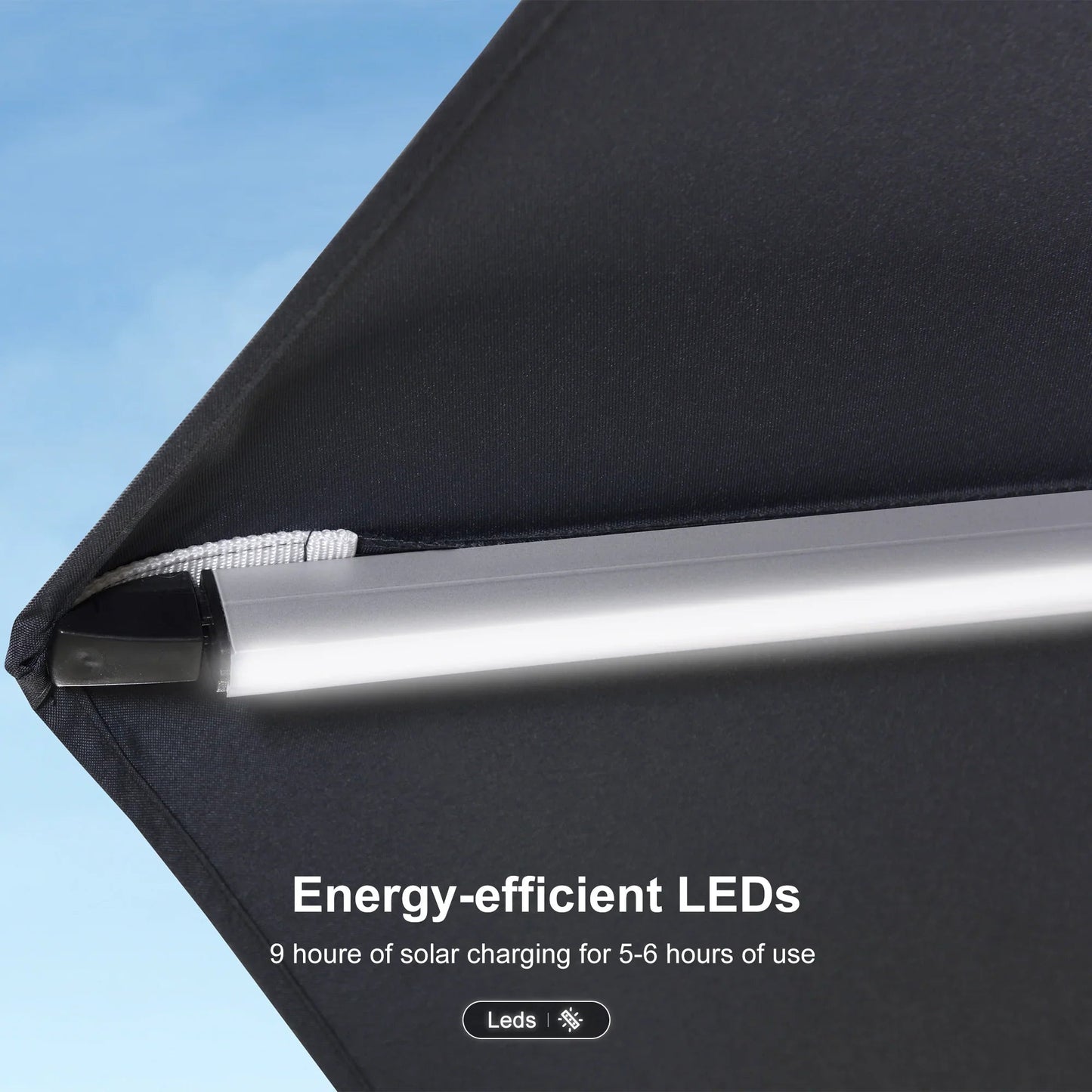 Round Cantilever Umbrella with Base, Outdoor Umbrellas with Lights