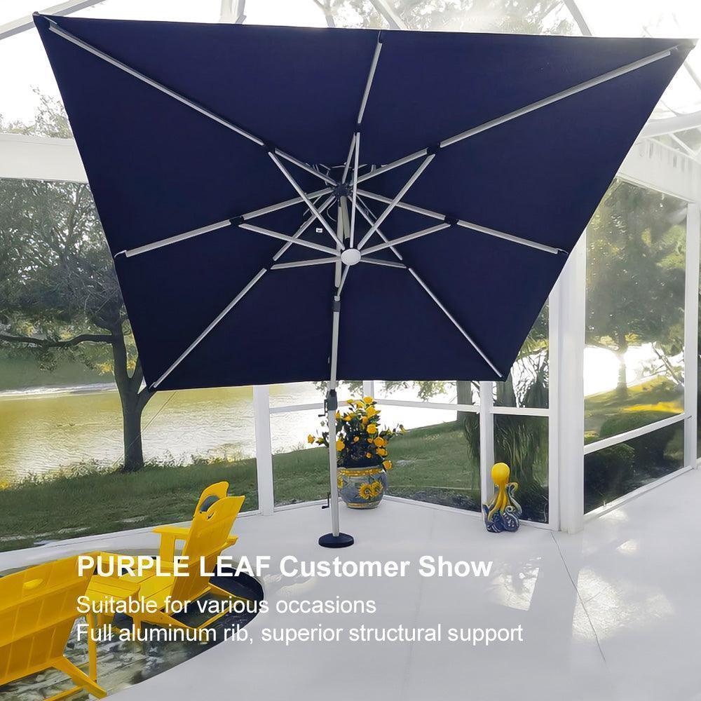 Square Cantilever Umbrella with Base, Outdoor Umbrellas with Lights