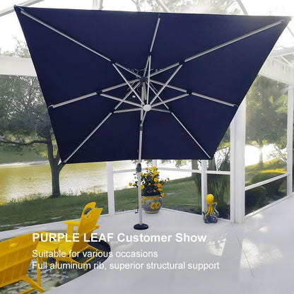 Square Cantilever Umbrella with Base, Outdoor Umbrellas with Lights