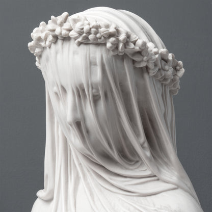 The Veiled Maiden Bust Statue (The Bride) - Veined & Polished